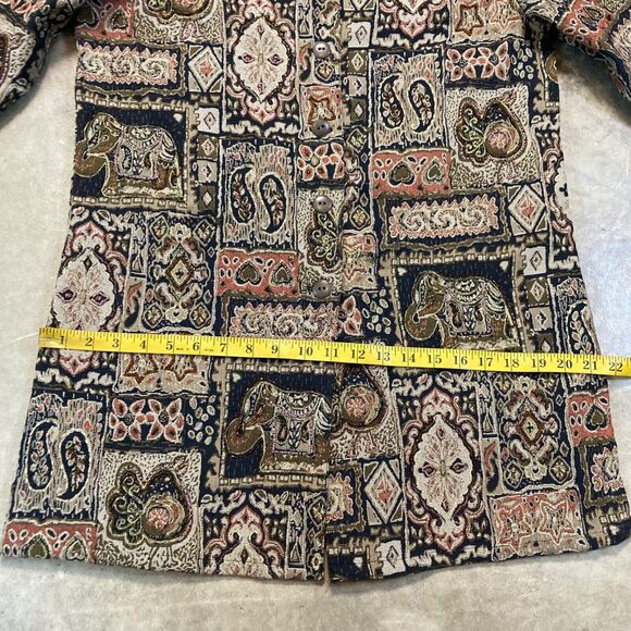 Chicos 1 M 8 Jacket Beaded Embroidered India Motif Tapestry Wearable Art Brown - Picture 5 of 12